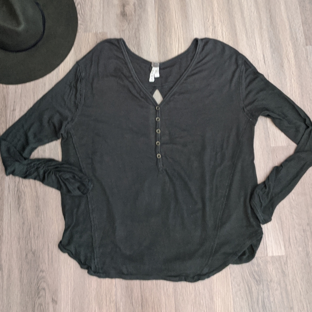 We The Free Forest Green Cross Back Long Sleeve M